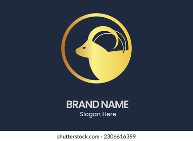 a vector design of a goat logo icon. The logo features a goat enclosed within a circular shape, showcasing a creative and modern design. It is intended for use as a company logo, representing a goat