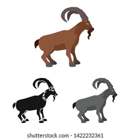 Vector design of goat and mountain  sign. Set of goat and animal stock vector illustration.