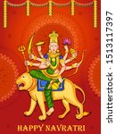 Vector design of Goddess Durga for Happy Navratri Dussehra festival of India