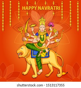 Vector design of Goddess Durga for Happy Navratri Dussehra festival of India