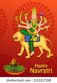 Vector design of Goddess Durga for Happy Navratri Dussehra festival of India