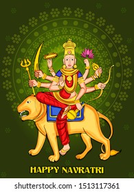 Vector design of Goddess Durga for Happy Navratri Dussehra festival of India