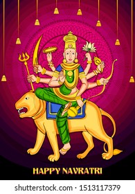 Vector design of Goddess Durga for Happy Navratri Dussehra festival of India