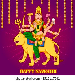 Vector design of Goddess Durga for Happy Navratri Dussehra festival of India