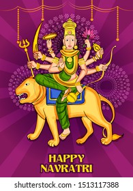 Vector design of Goddess Durga for Happy Navratri Dussehra festival of India