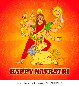 Vector design of Goddess Durga for Happy Navratri in Indian art style