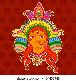 Vector design of Goddess Durga in Indian art style