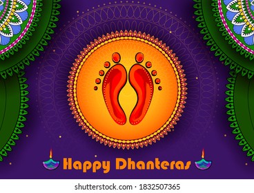Vector design of Goddess Lakshmi for Happy Diwali prayer festival of India in Indian art style
