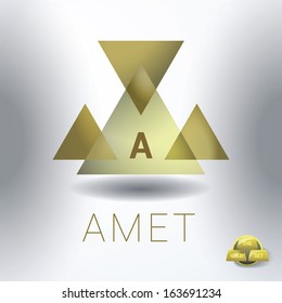 Vector design. Gold color concept edition of a scalable eps10  abstract minimal geometric background or icon. Composition of four triangles web, print,  brochure, infographics & universal use