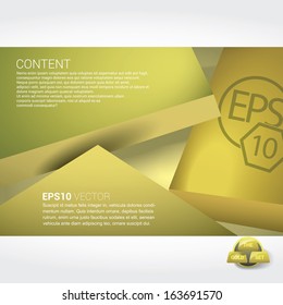 Vector design. Gold color concept edition of a horizontal positioned abstract geometric scalable illustrator eps10 format in origami 3d style banner for web or print layout or for universal use 