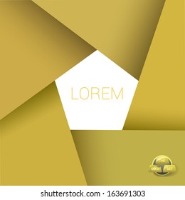 Vector design. Gold edition of a scalable eps10 abstract  geometric yellow color background with a pentagram at the middle for  web, print,  brochure, infographics, advertising & universal use