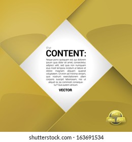 Vector design. Gold edition of a shiny scalable eps10 format square framed  text box with custom/adjustable background element for brochure, infographics, greetings card or for universal use