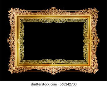 Vector design gold frame on black