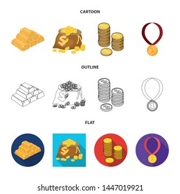 Vector design of and gold icon. Set of and golden stock vector illustration.