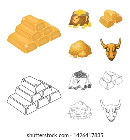 Vector design of and gold sign. Collection of and golden stock vector illustration.