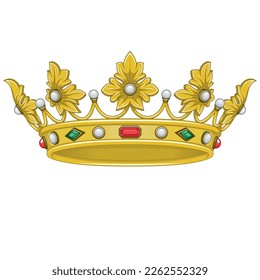 Vector design of golden crown in medieval style, crown of the European monarchy