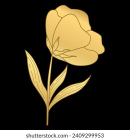 Diseño vectorial de una flor dorada 