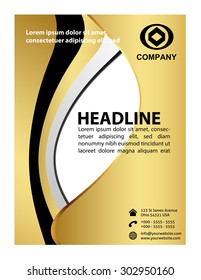 Vector design of the golden flyer black elements and place for text
