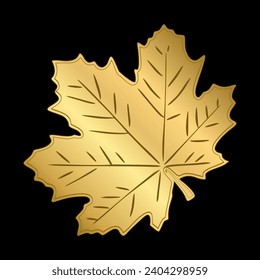 Vector design of a golden leaf on black background 