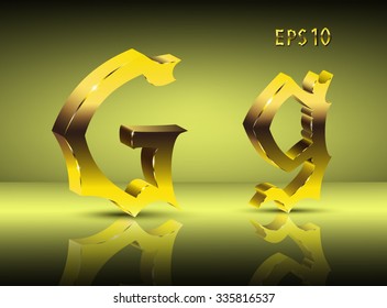 Vector design. Golden letter G in vintage style. Eps 10.