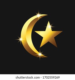 Vector design of golden moon and star template