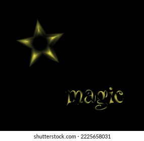 vector design with golden star and magic text on black background