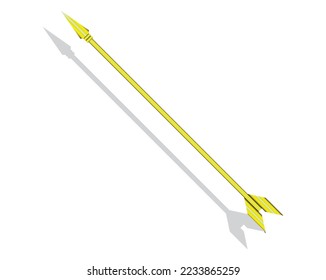 vector design of a golden yellow and orange arrow made of gold with a slight shadow effect on the arrow object