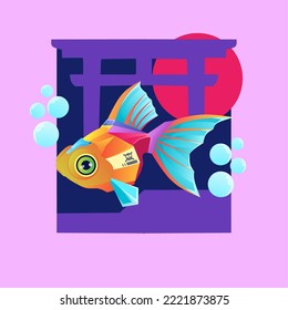 vector design, goldfish robot illustration for merchandise or logo