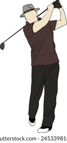 Vector, diseño, balanceo de golfista, fondo de golf, silueta de golfista, campo de golf, putter, pelota de golf, club de golf, tee, dibujo, icono, boceto, gráfico, saludable, swing, sport, hobby, golfista, silueta