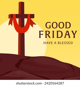 vector design good friday illustration with the cross on sunset background