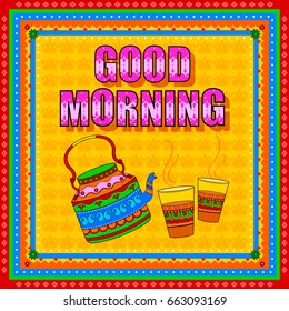 Vector Design Of Good Morning Background In Indian Truck Art Style