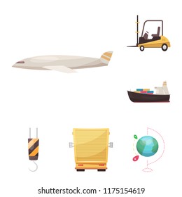 Vector design of goods and cargo icon. Set of goods and warehouse vector icon for stock.