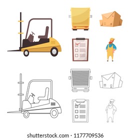 Vector design of goods and cargo icon. Set of goods and warehouse stock vector illustration.