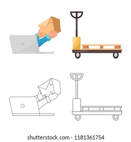 Vector design of goods and cargo icon. Set of goods and warehouse vector icon for stock.