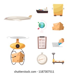 Vector design of goods and cargo icon. Set of goods and warehouse stock vector illustration.