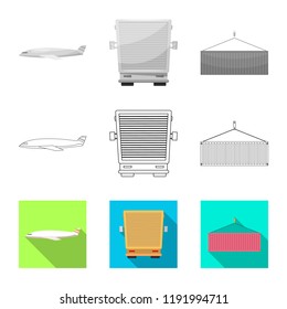 Vector design of goods and cargo icon. Set of goods and warehouse stock vector illustration.