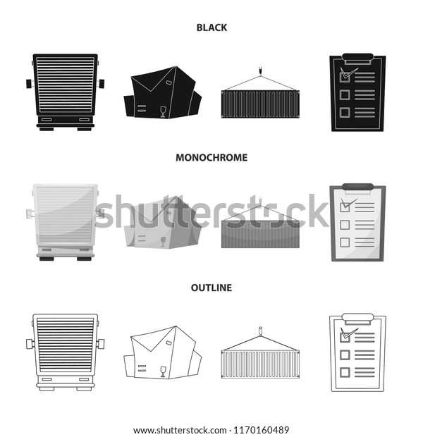Vector design of goods and cargo
icon. Collection of goods and warehouse stock symbol for
web.
