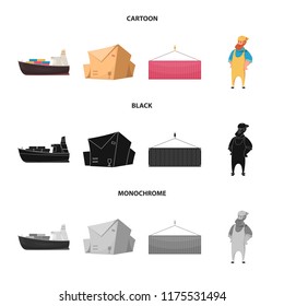 Vector design of goods and cargo logo. Collection of goods and warehouse stock symbol for web.