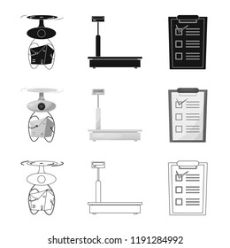 Vector design of goods and cargo logo. Set of goods and warehouse stock symbol for web.