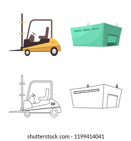 Vector design of goods and cargo logo. Collection of goods and warehouse stock symbol for web.