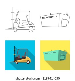 Vector design of goods and cargo logo. Set of goods and warehouse stock vector illustration.