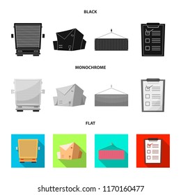 Vector design of goods and cargo sign. Collection of goods and warehouse stock symbol for web.