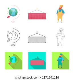 Vector design of goods and cargo sign. Collection of goods and warehouse vector icon for stock.