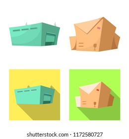 Vector design of goods and cargo sign. Collection of goods and warehouse stock symbol for web.