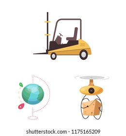 Vector design of goods and cargo sign. Set of goods and warehouse stock symbol for web.