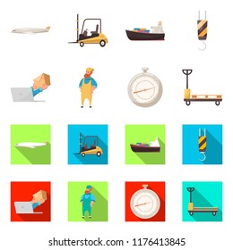 Vector design of goods and cargo sign. Set of goods and warehouse vector icon for stock.