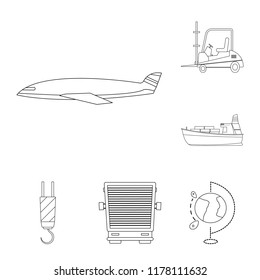 Vector design of goods and cargo sign. Set of goods and warehouse stock vector illustration.