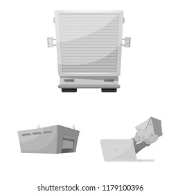 Vector design of goods and cargo sign. Set of goods and warehouse stock symbol for web.