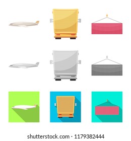 Vector design of goods and cargo sign. Collection of goods and warehouse vector icon for stock.