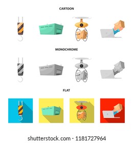 Vector design of goods and cargo sign. Set of goods and warehouse vector icon for stock.
